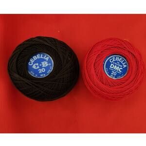 Black and Red Yarn Cebelia 20 370m/50g/405yd New Made in‎ France